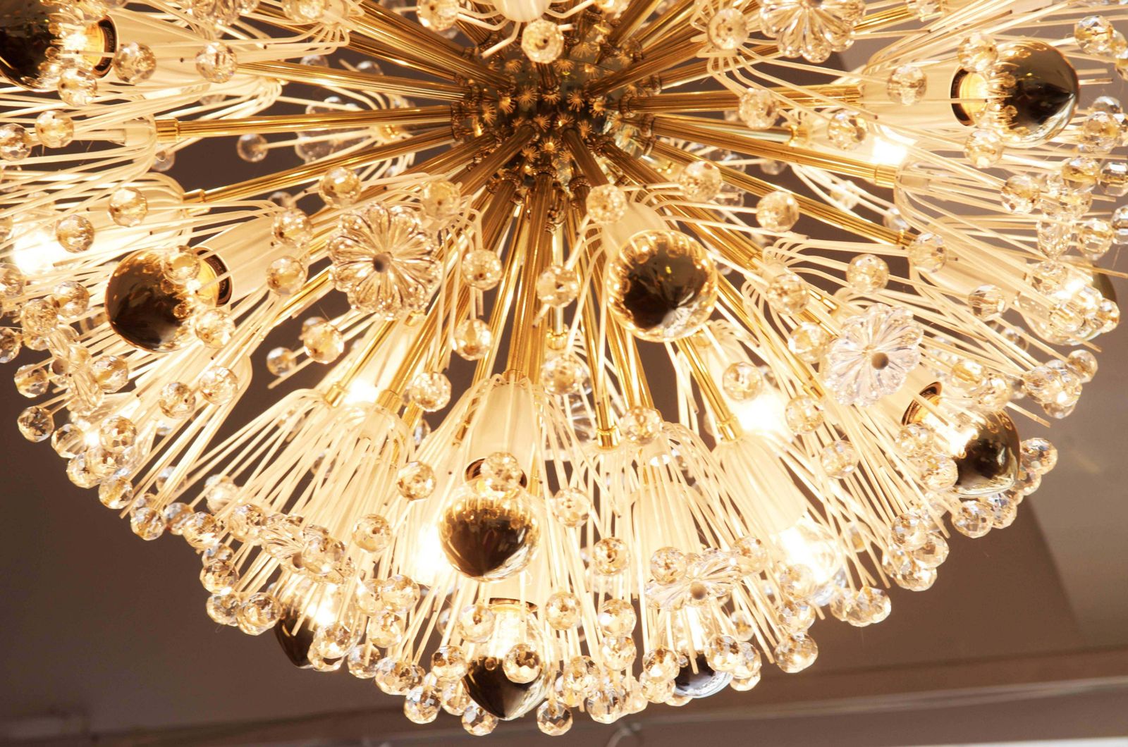 Rare Large Brass And Glass Sputnik Chandeliers By Emil Stejnar photo buy
