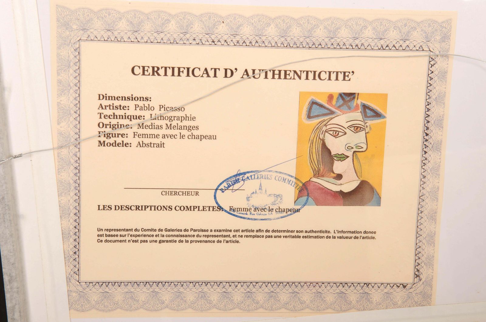 After Pablo Picasso "Femme Avec Le Chapeau" photo vinterior