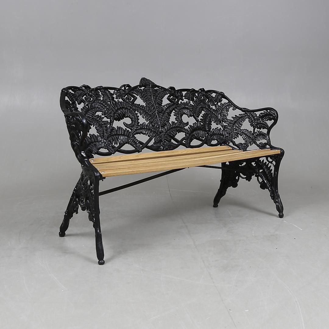Swedish Park Garden Steel Bench Settee photo for sale