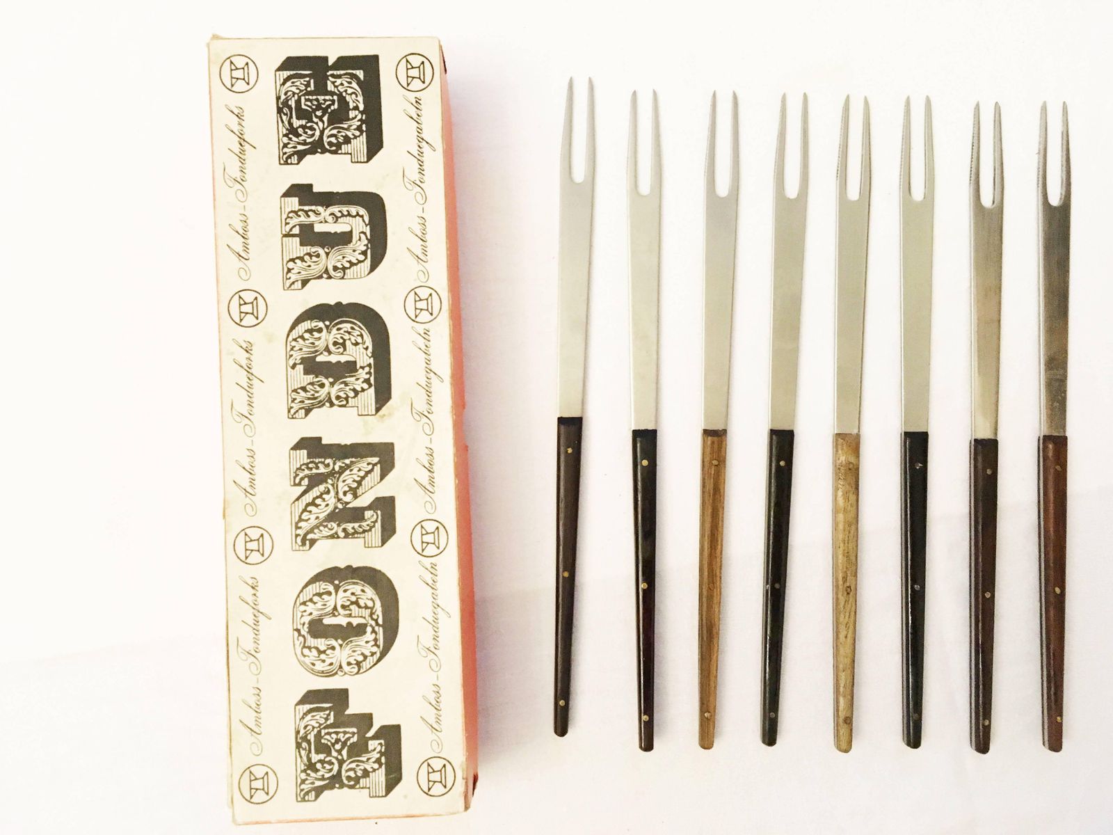 Stainless Hardwood Fondue Forks By Carl Auböck For Amboss Austria photo vinterior