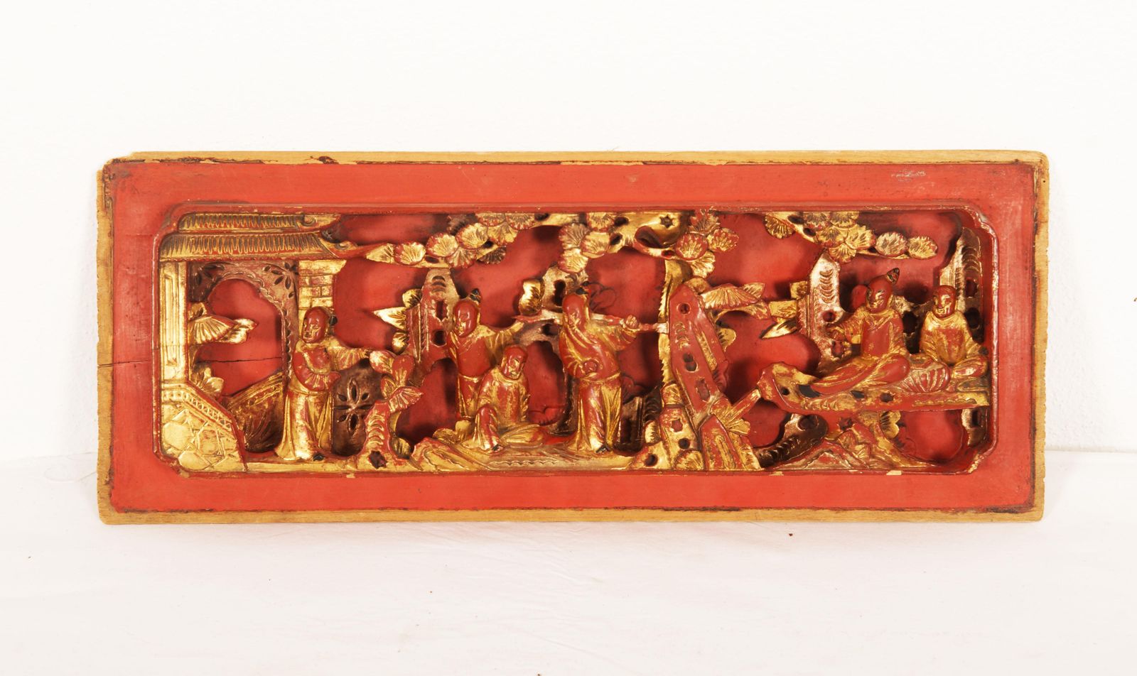 Chinese Carved Wooden Gilded Panel Wall Decoration photo furniture