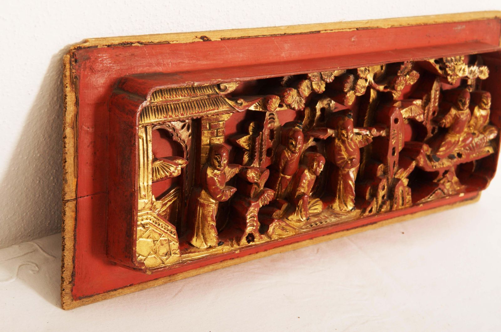 Chinese Carved Wooden Gilded Panel Wall Decoration photo for sale