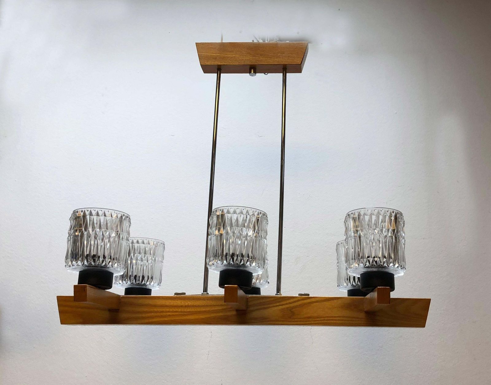 Elongated Suspended Lamp Chandelier In The Style Of Kalmar photo vintage