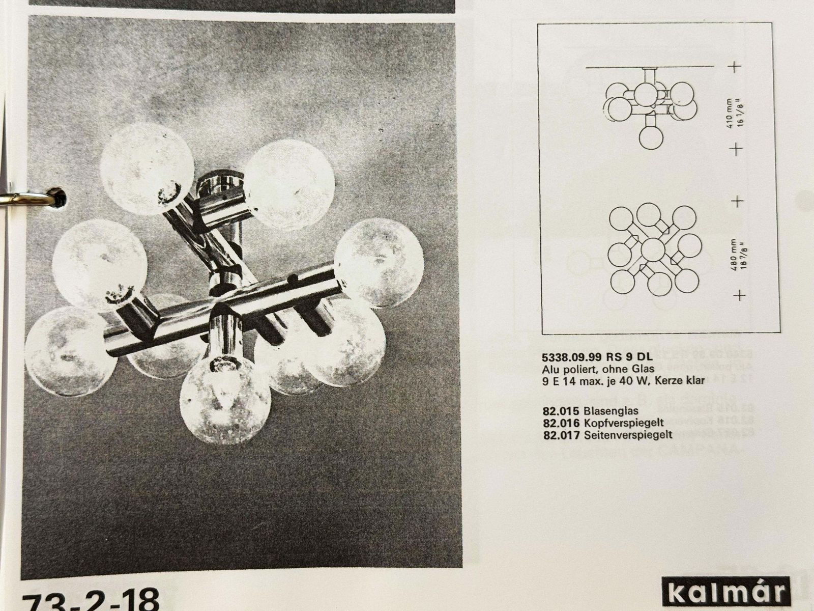 1916.0 1970s Chandeliers By Kalmar photo