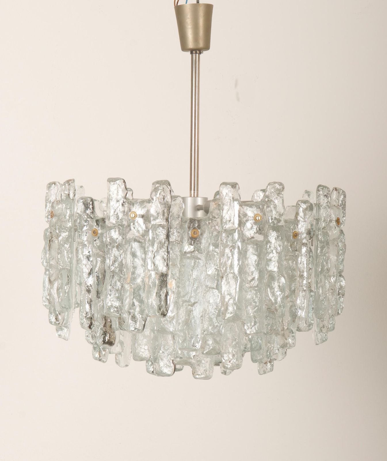 Impressive Austrian Kalmar "Fuente" Crystal Ice Glass Chandelier photo Lighting