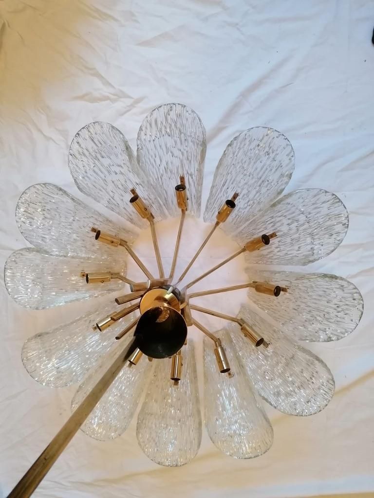 Beautiful Huge Chandelier With Textured Glass By J. T. Kalmar photo 5323.0