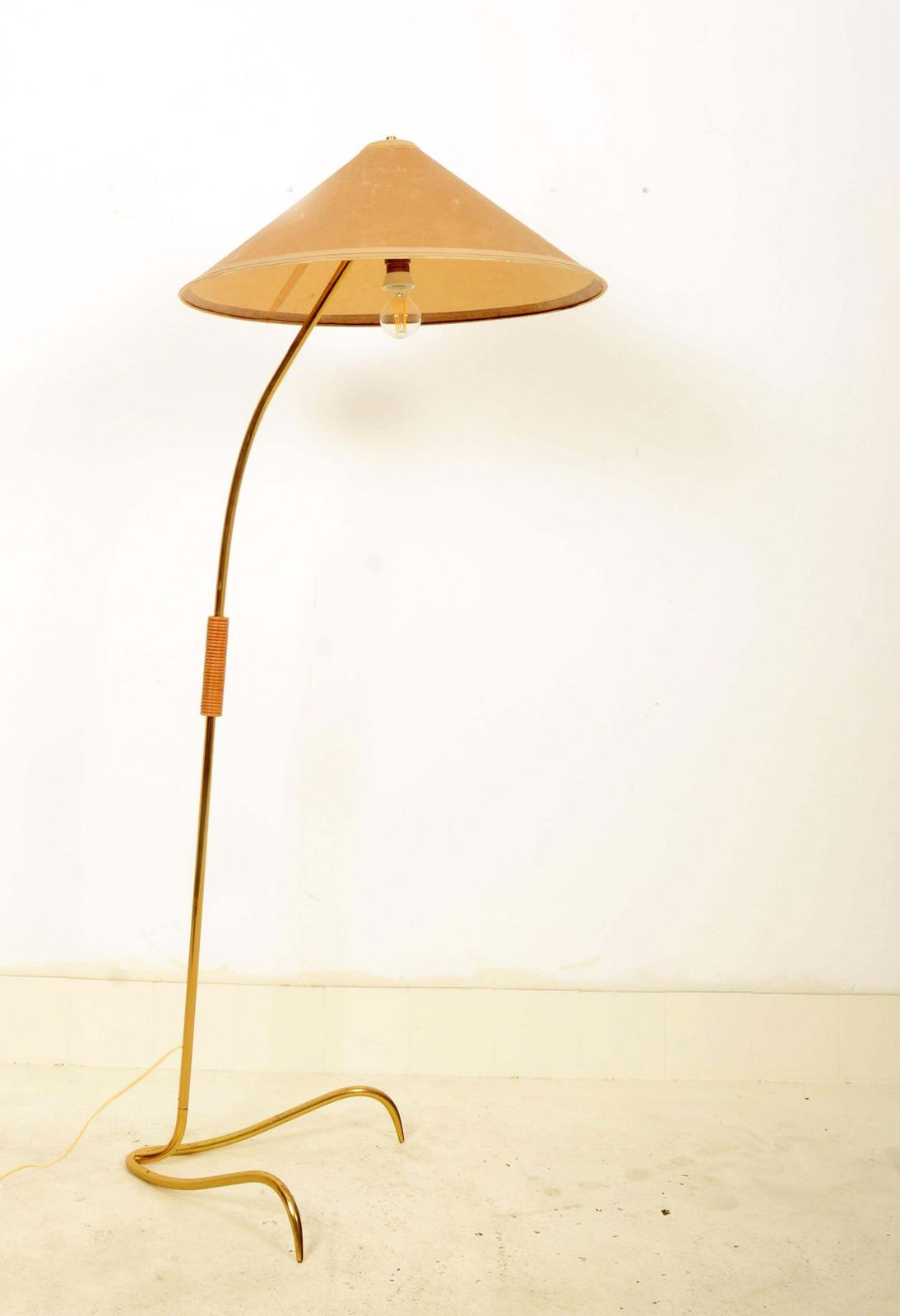 Midcentury Brass Floor Lamp By Rupert Nikoll photo vinterior