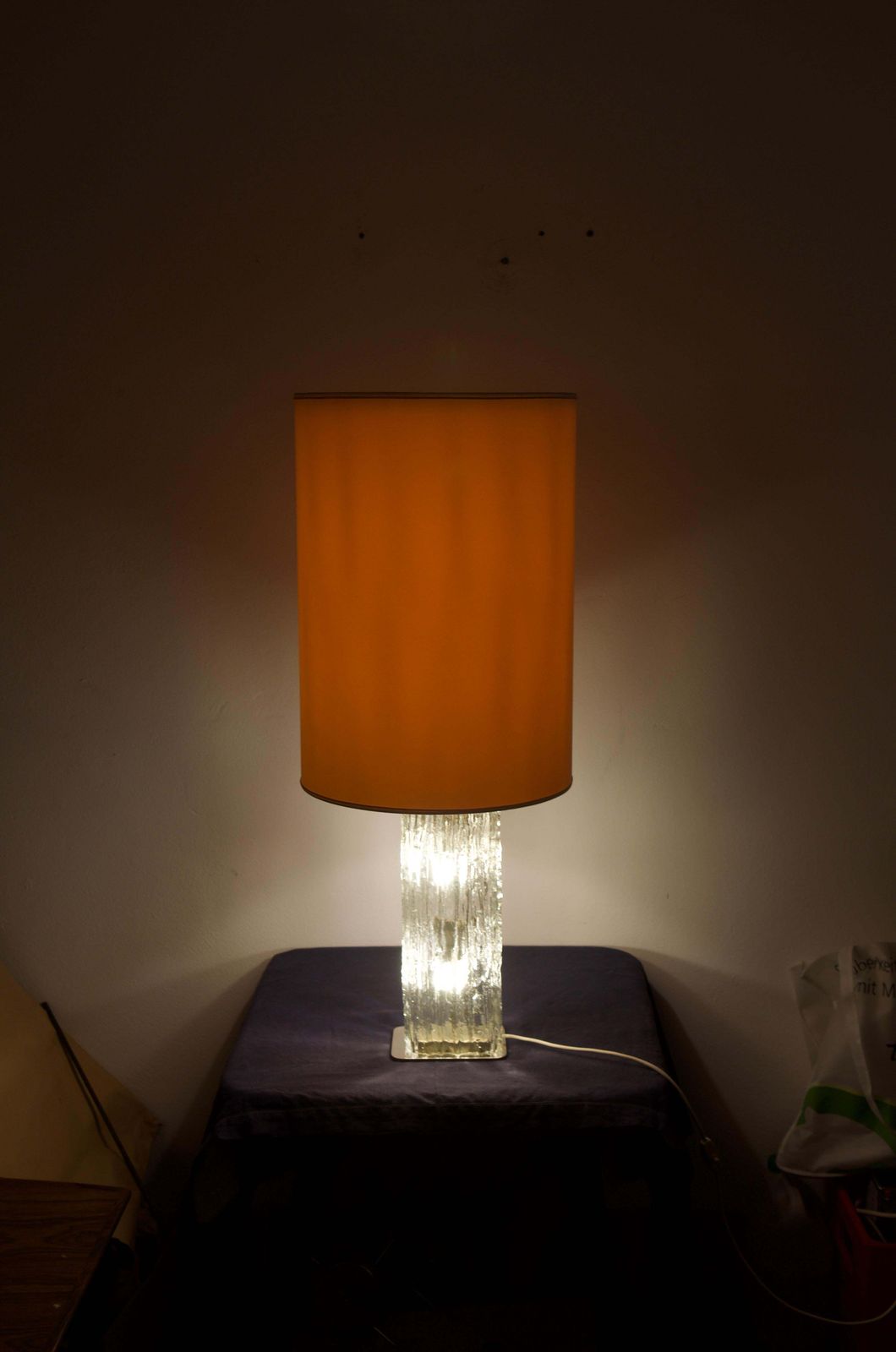 photo for sale Table Lamp By Kalmar Frankenberg With An Illuminated Ice Glass Stand