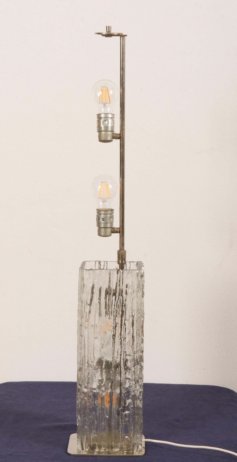 photo vintage Table Lamp By Kalmar Frankenberg With An Illuminated Ice Glass Stand