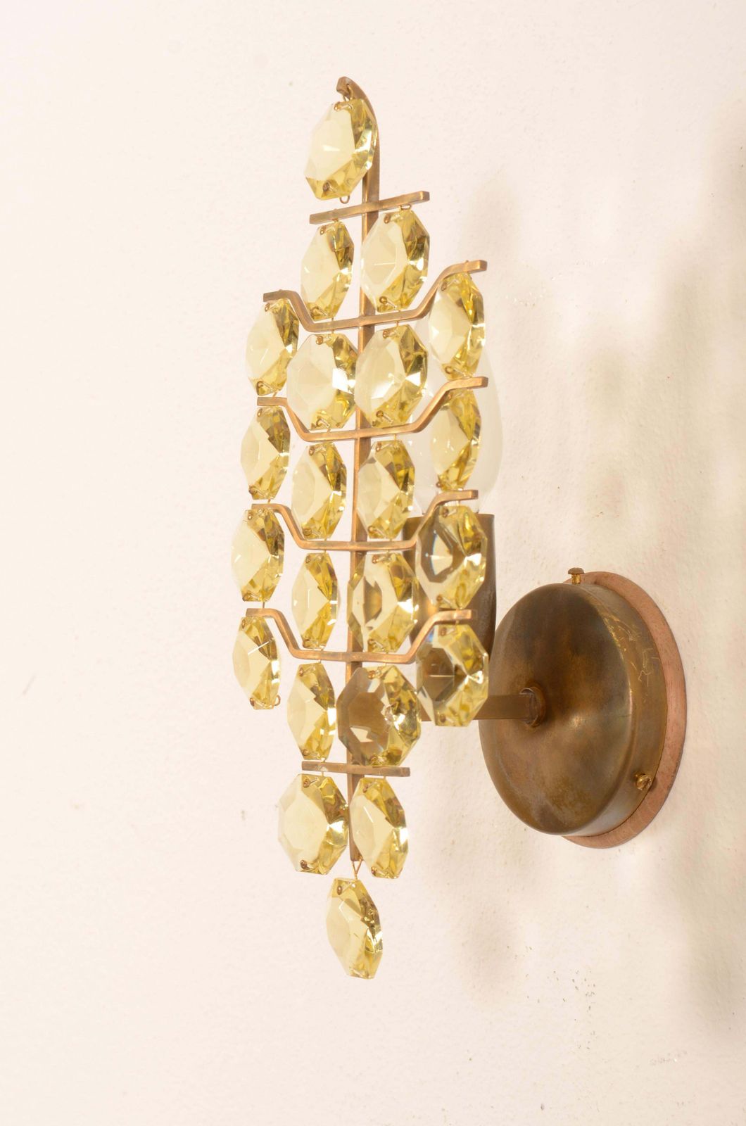 A Pair Of Bakalowits Sconces Wall Lights, Brass Crystal Glass, 1960s photo for sale