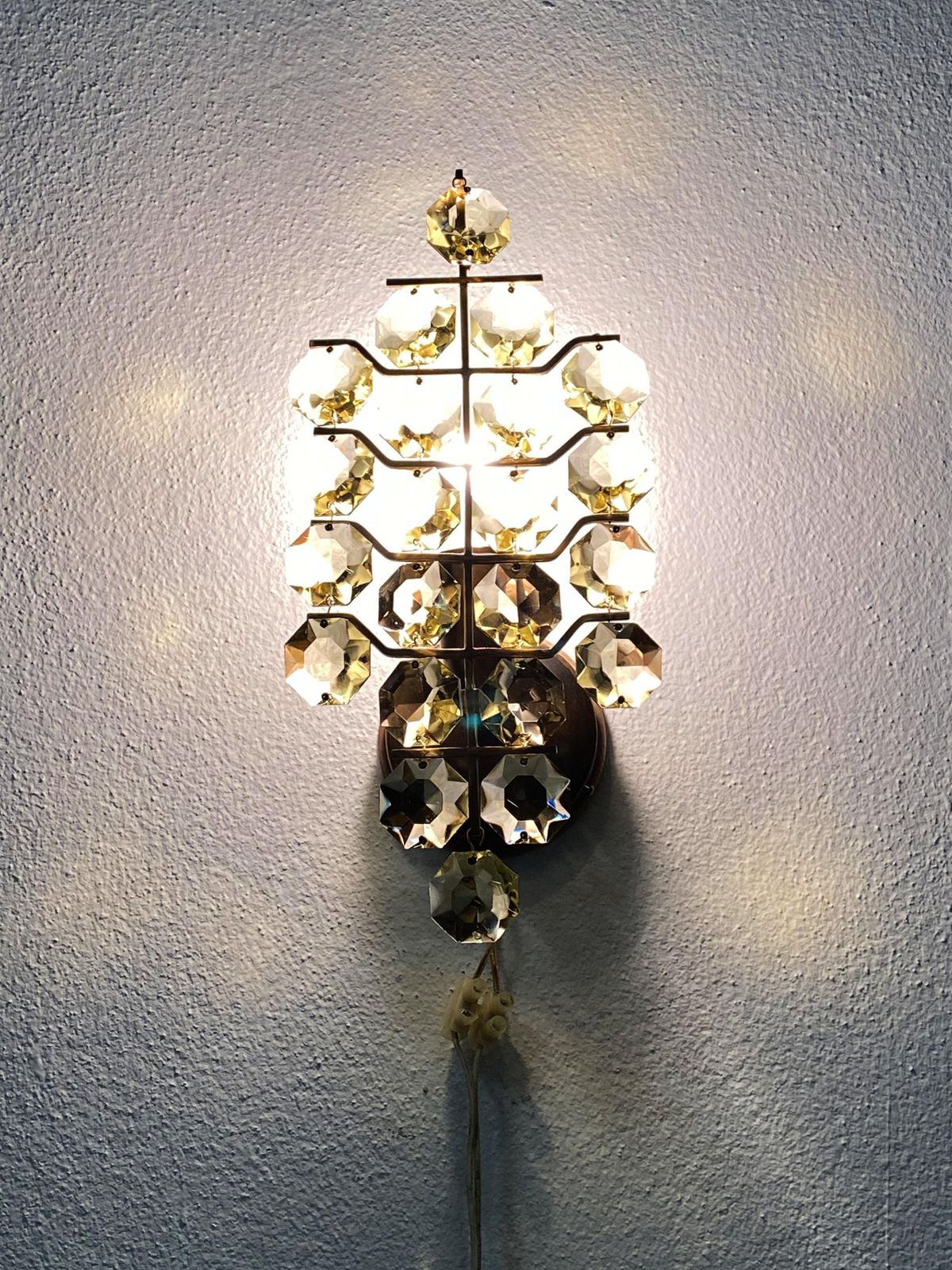 1228.0 A Pair Of Bakalowits Sconces Wall Lights, Brass Crystal Glass, 1960s photo