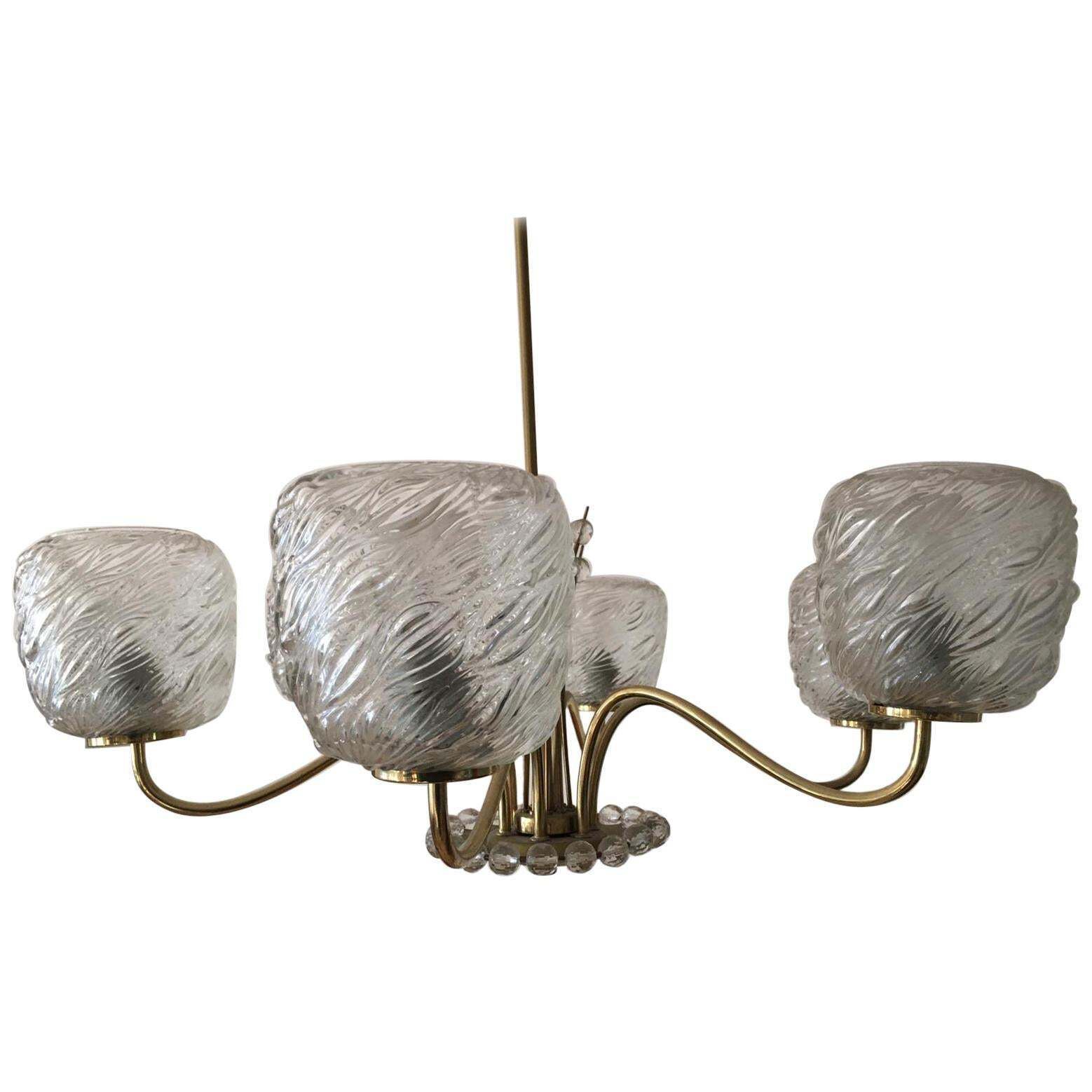 Midcentury Brass Chandelier By Rupert Nikoll