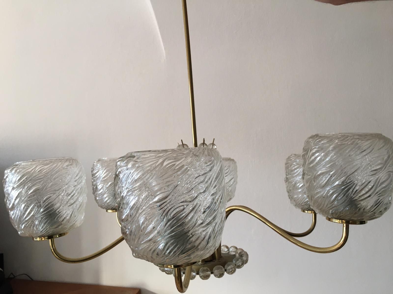 Midcentury Brass Chandelier By Rupert Nikoll photo vinterior