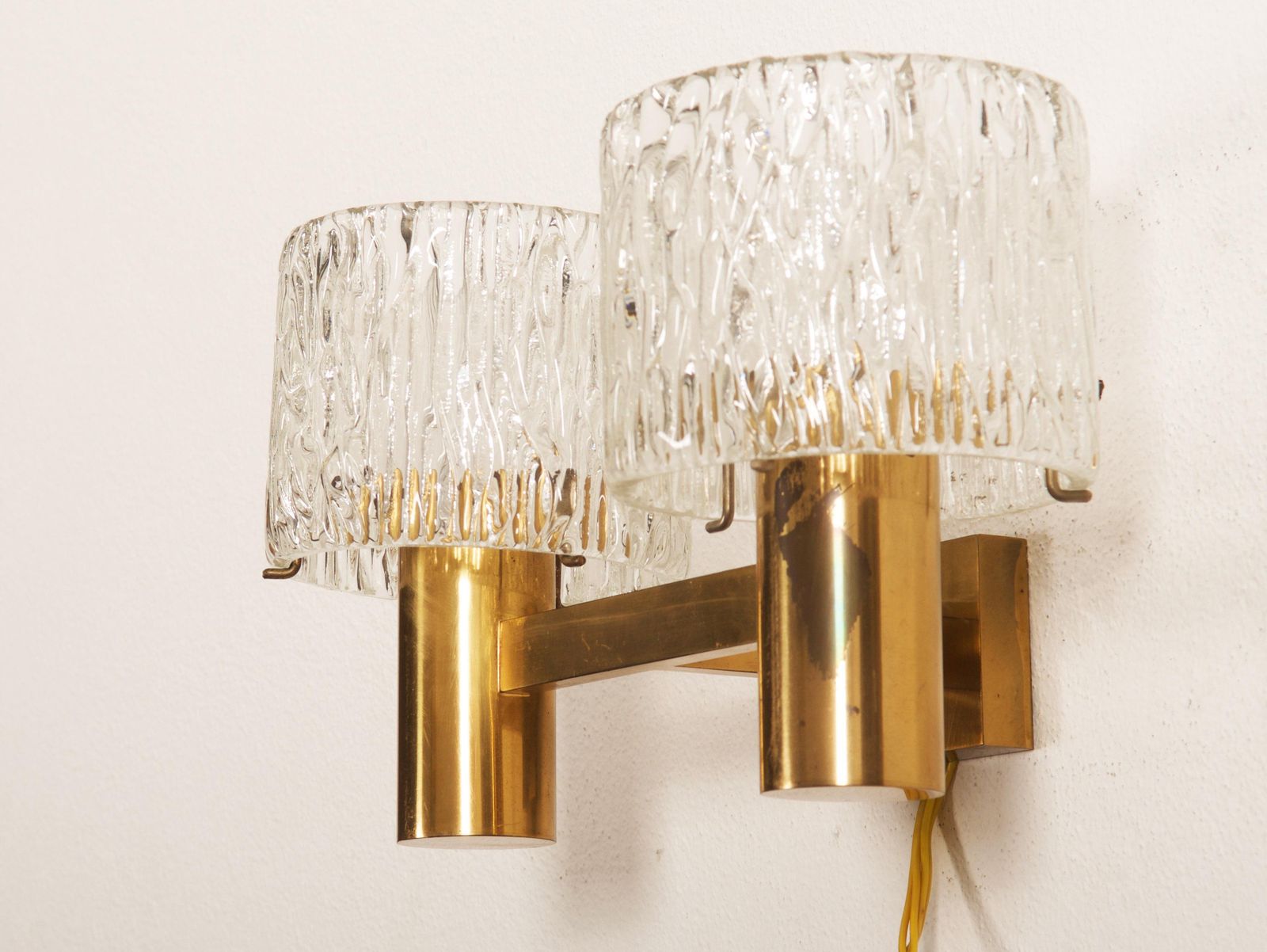 Brass And Crystal Wall Lamps Designed By Carl Fagerlund For Orrefors Set Of Two photo 1622.0