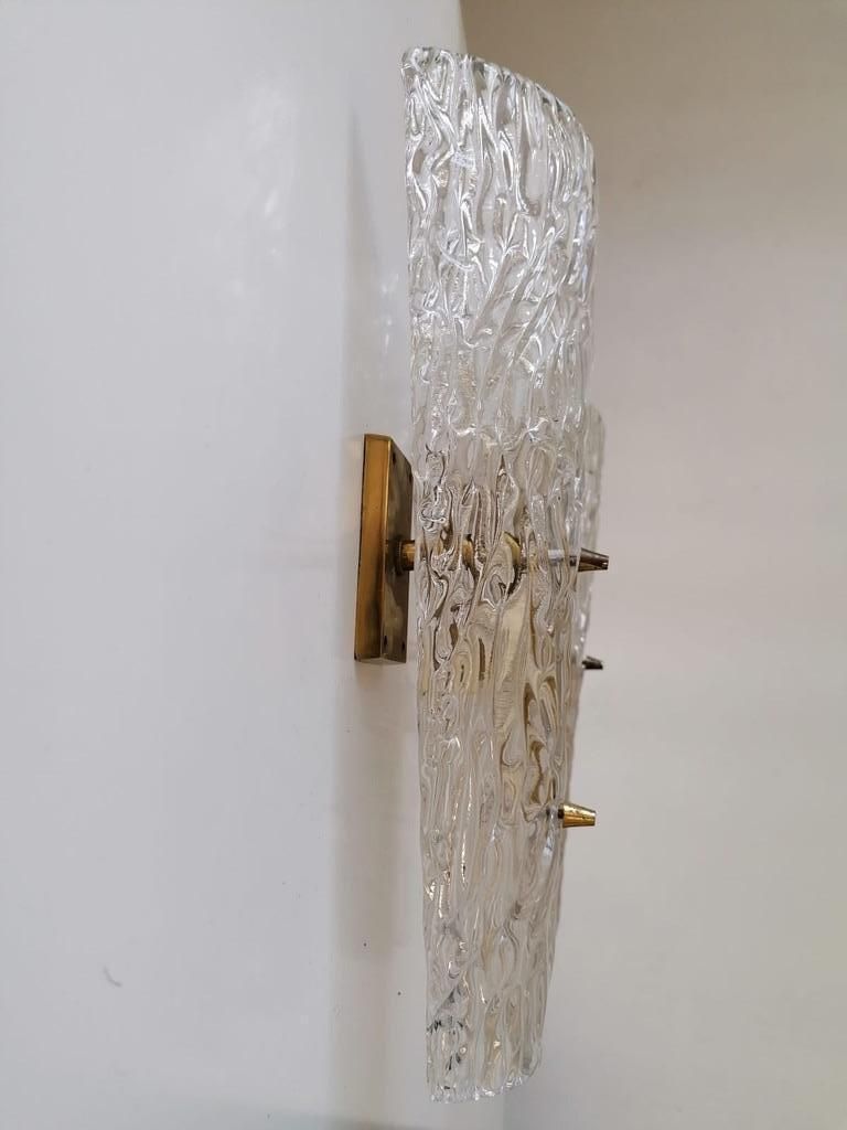 Rare Large Structured Glass Wall Lights Sconces By Kalmar photo for sale
