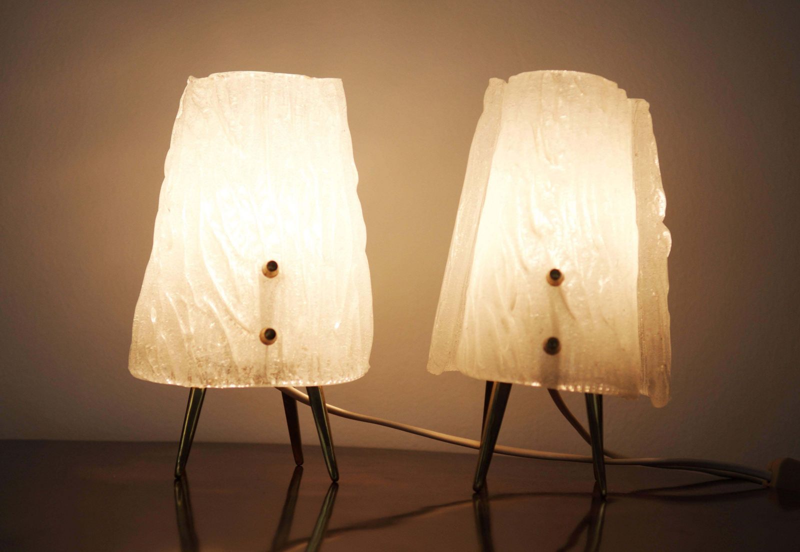 photo for sale Ice Glass Table Lamps By "Kalmar" Vienna