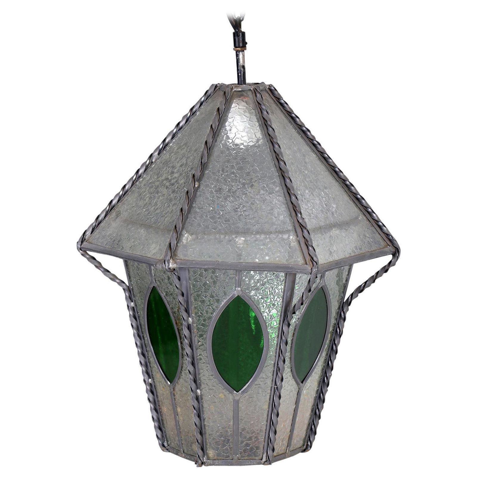 German Art Nouveau Wrought Iron Entrance Lantern
