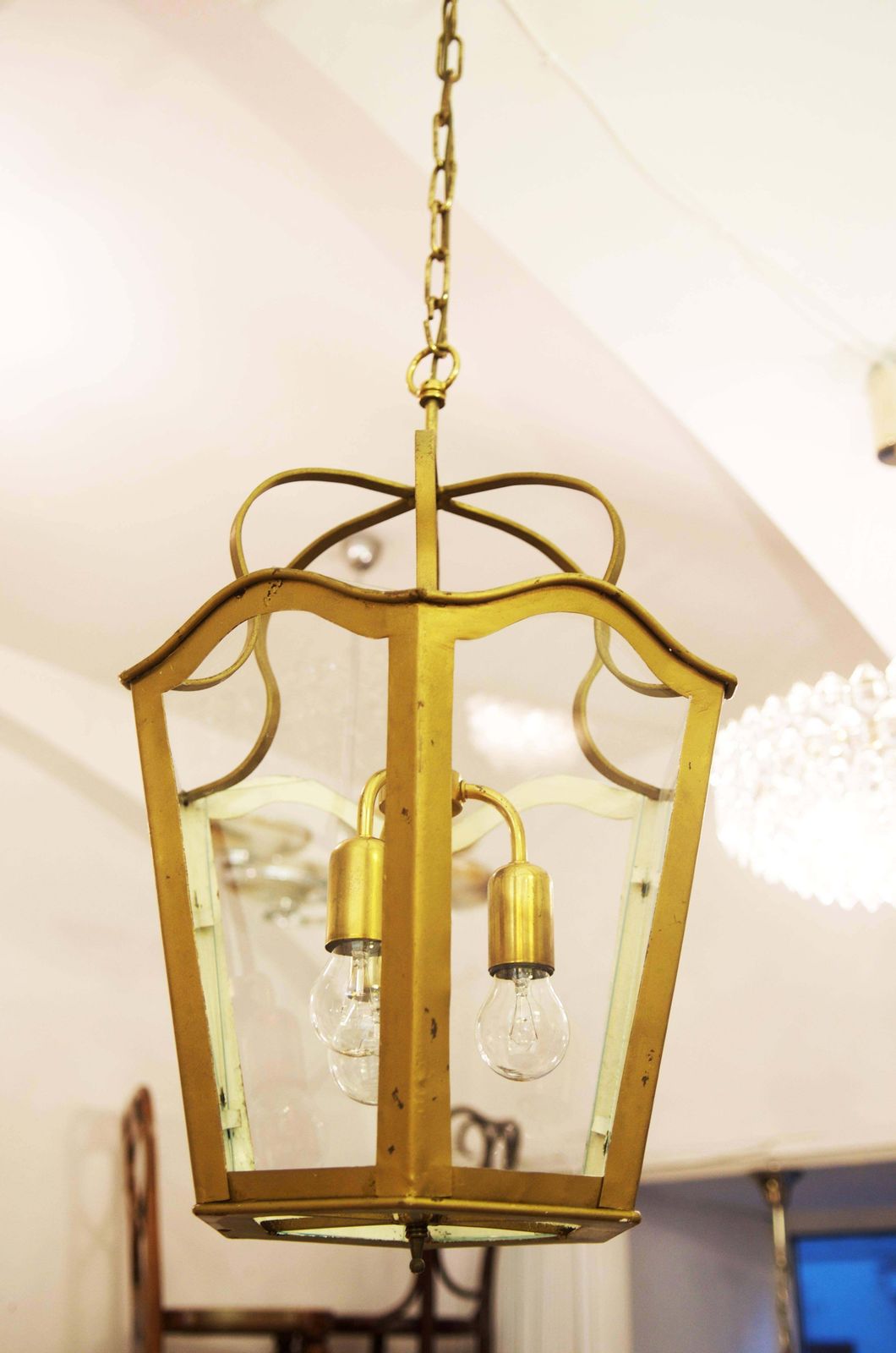 Large Viennese Stairwell Or House Entrance Lantern, Art Nouveau Style photo vintage