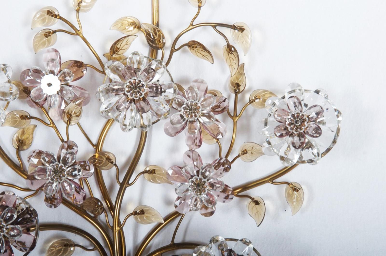 Sconce With Glass Flowers By Oswald Haerdtl For J. & L. Lobmeyr photo for sale