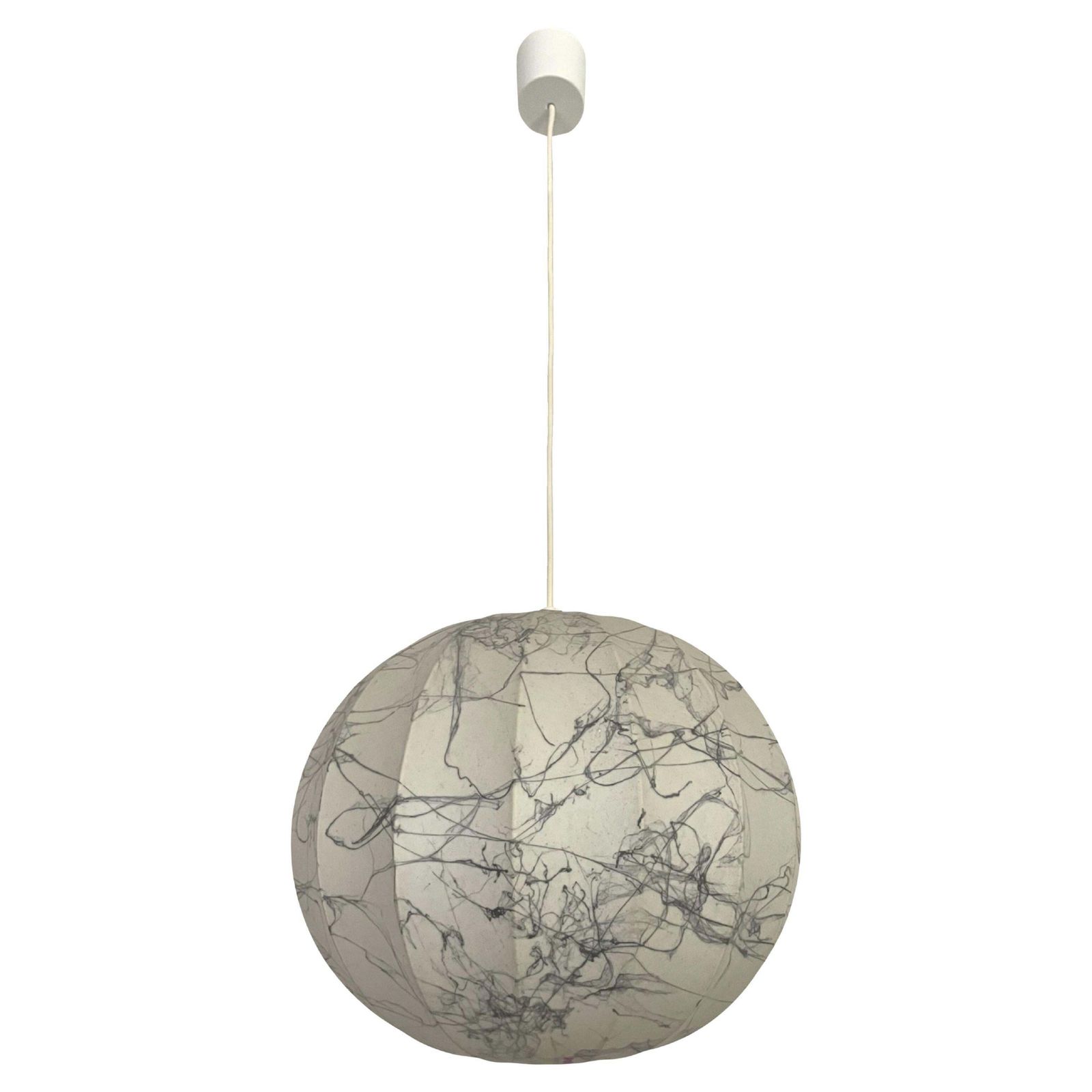 Italian Mid Century Cocoon Grey Chandelier By "Cocoon Crèation", 1970s