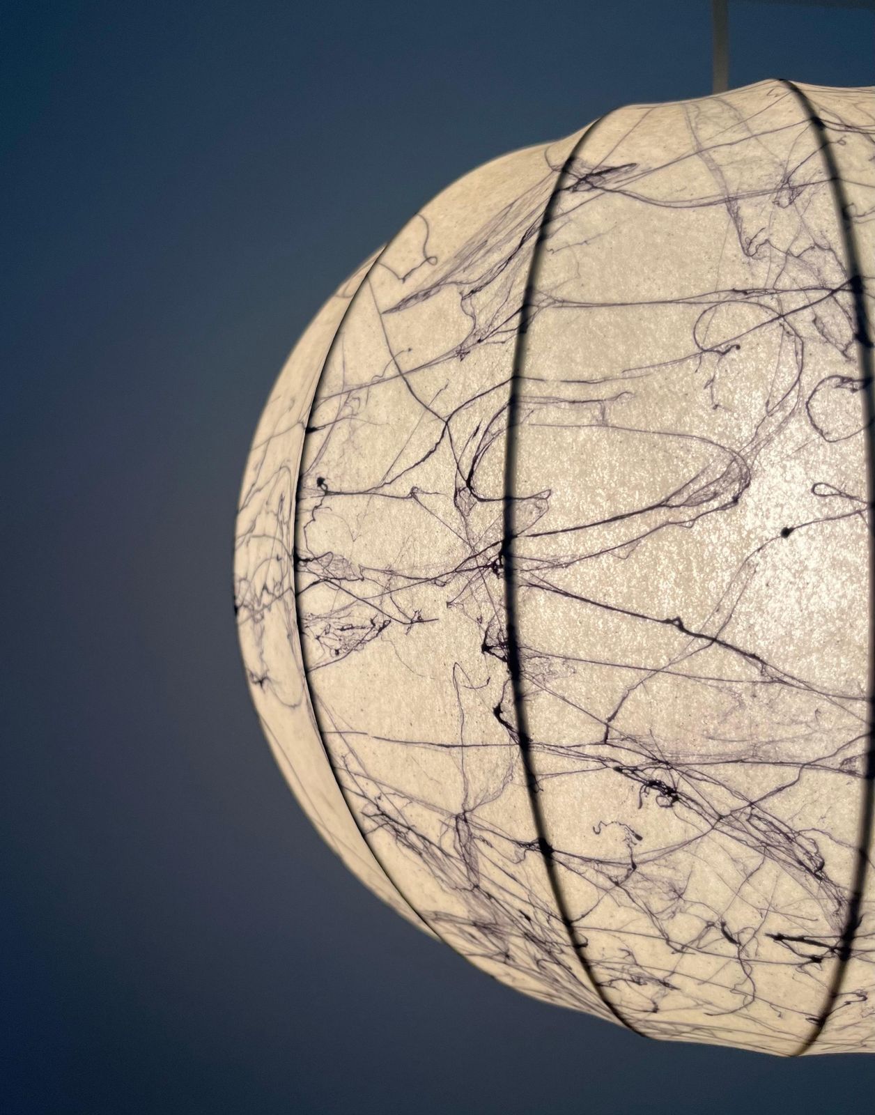 Lighting Italian Mid Century Cocoon Grey Chandelier By "Cocoon Crèation", 1970s photo