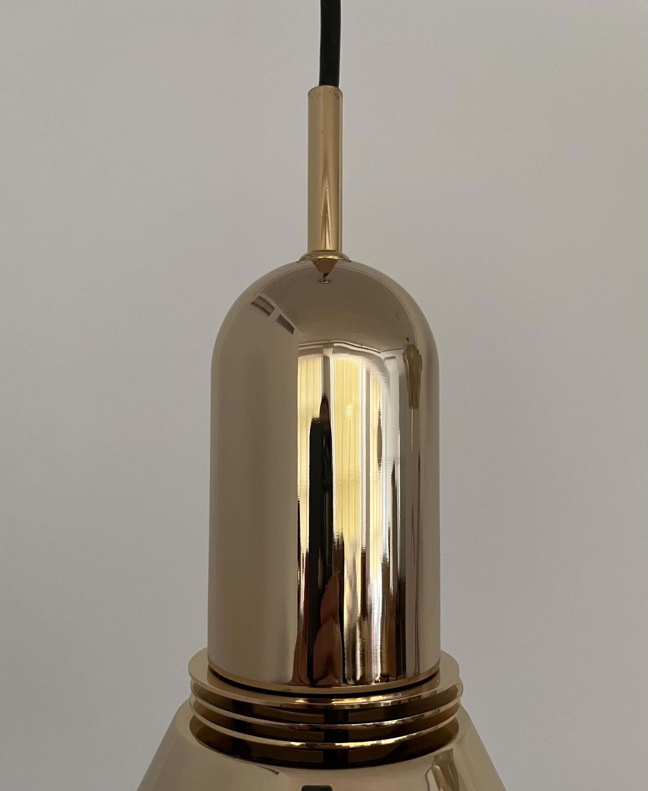 photo vinterior Mid Century Long Gold Metal Chandelier By Estiluz, Barcelona, 1970s