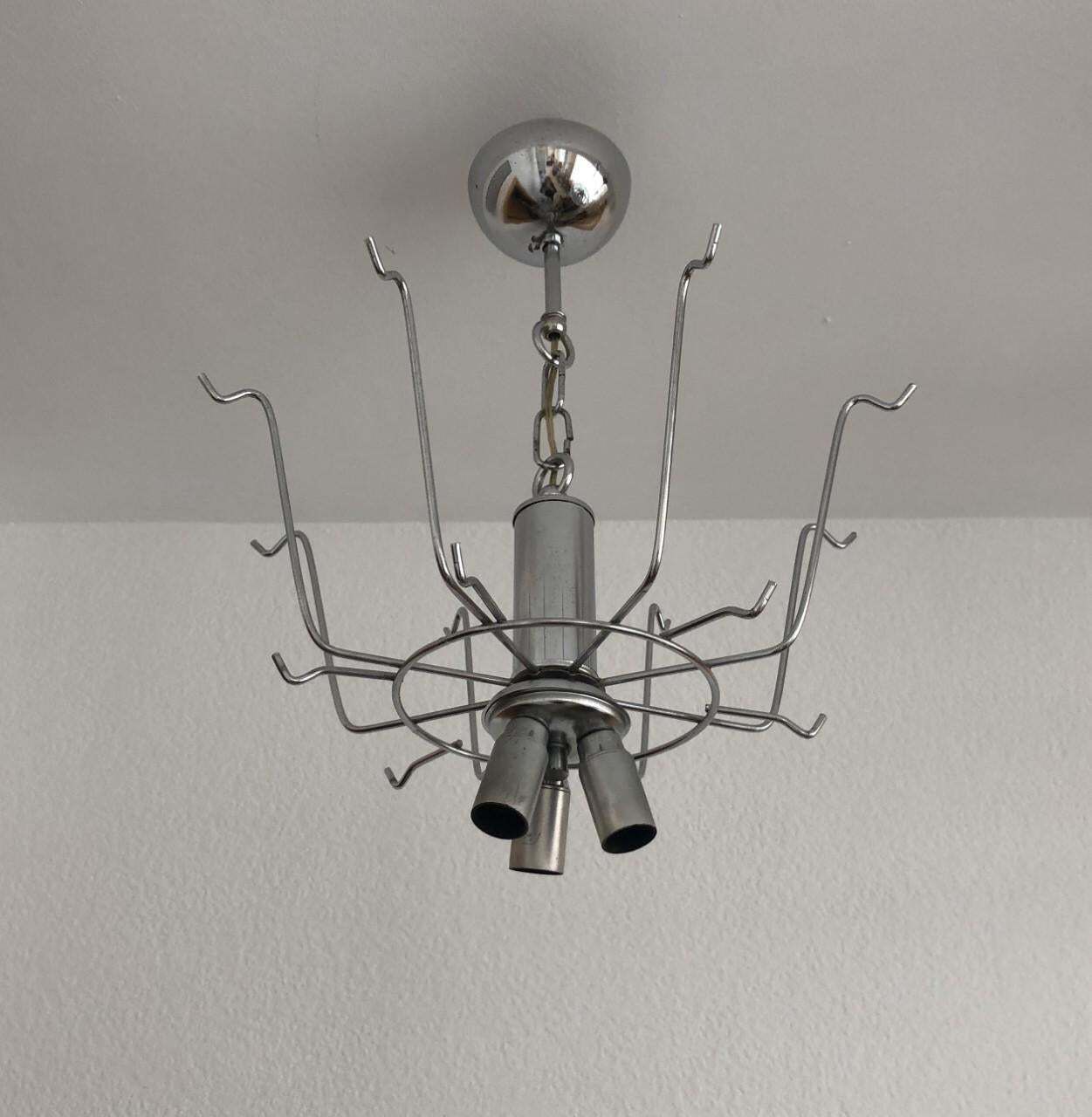 photo furniture Italian Clear Amber Murano Glass Midcentury Chandelier By Avmazzega, 1960s