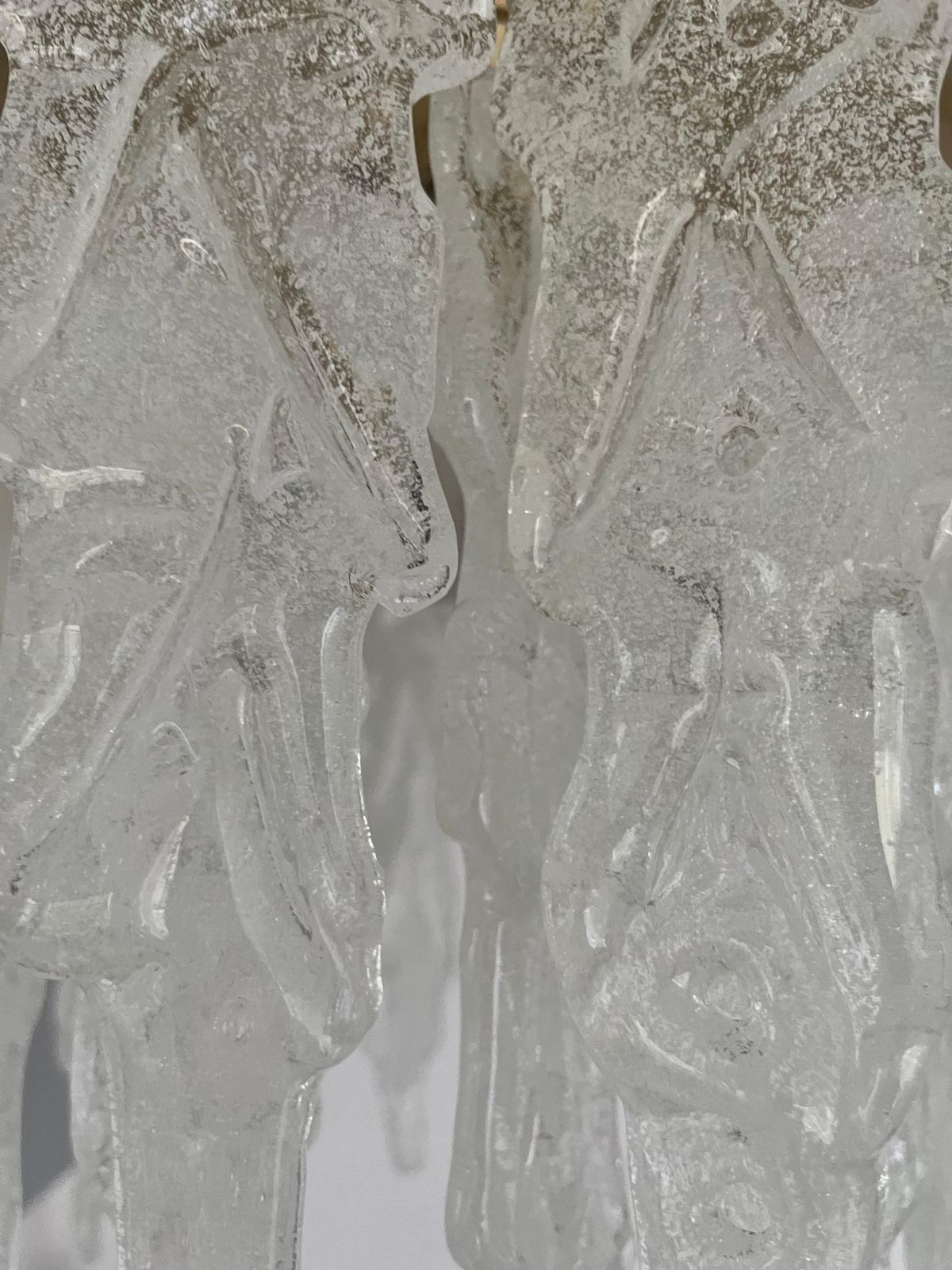 Italian Mid Century Murano Glass Leaf Chandelier Or Flushmount, 1970s photo Lighting