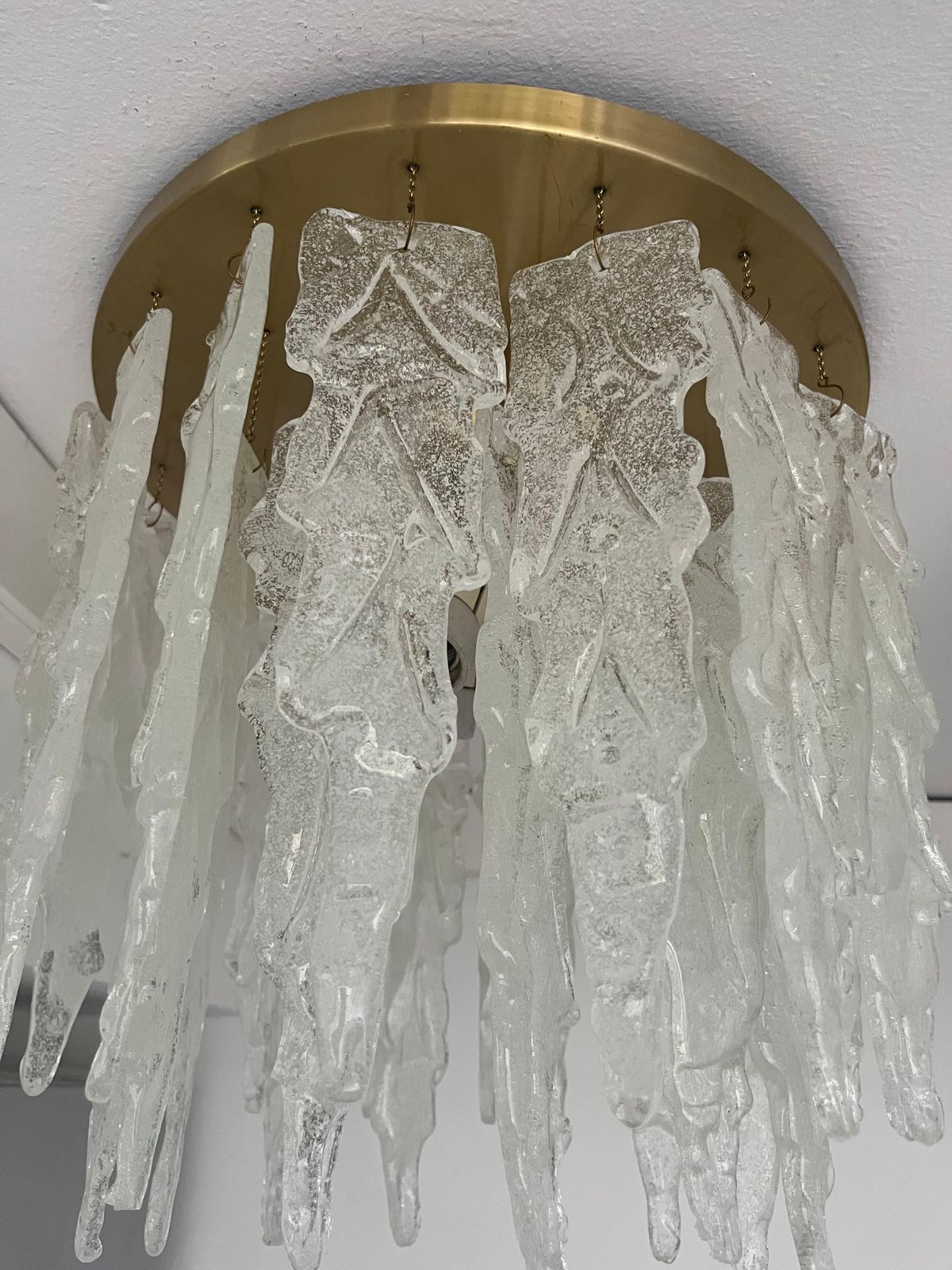 Italian Mid Century Murano Glass Leaf Chandelier Or Flushmount, 1970s photo 1244.0