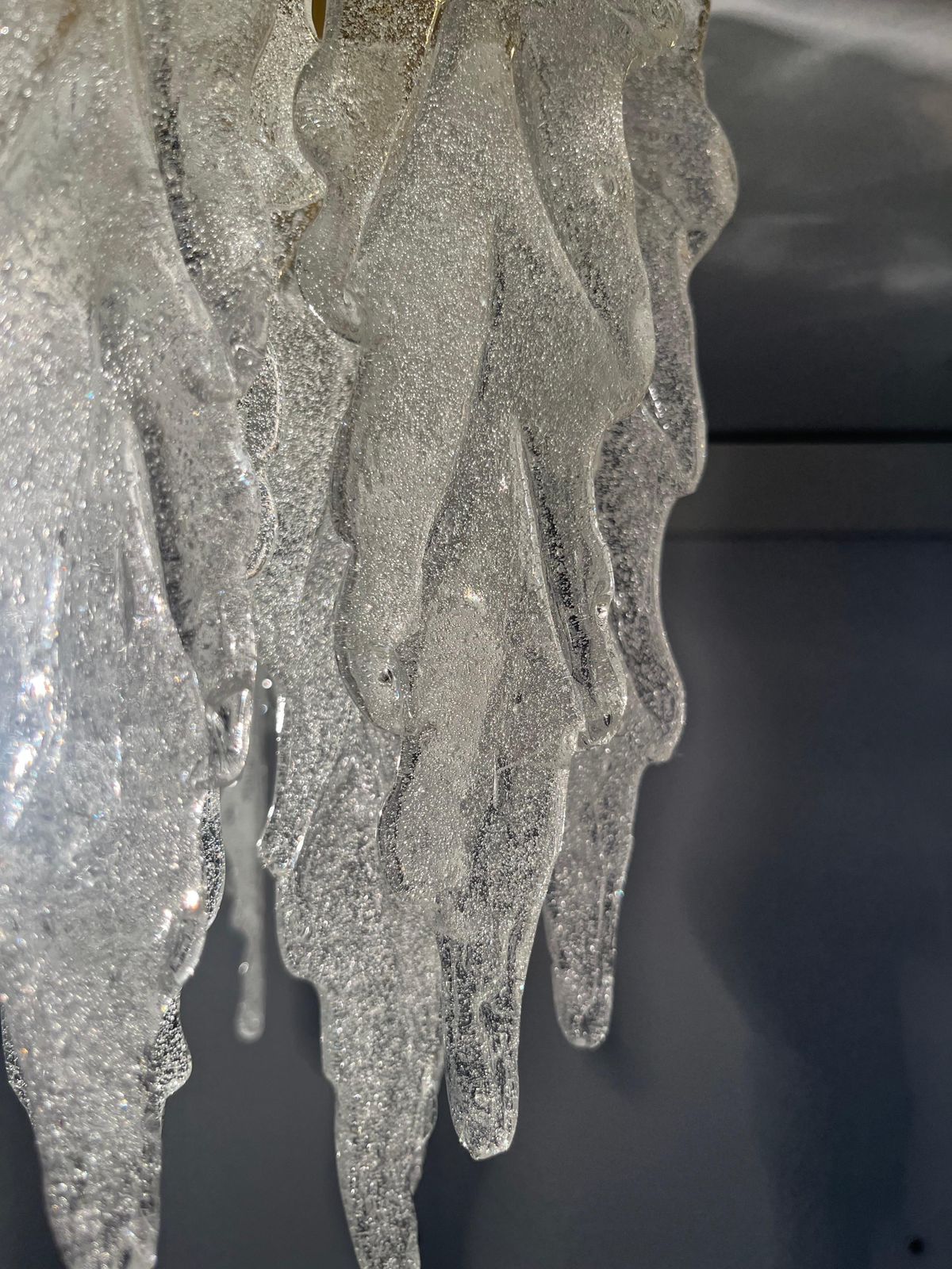 Italian Mid Century Murano Glass Leaf Chandelier Or Flushmount, 1970s photo vintage