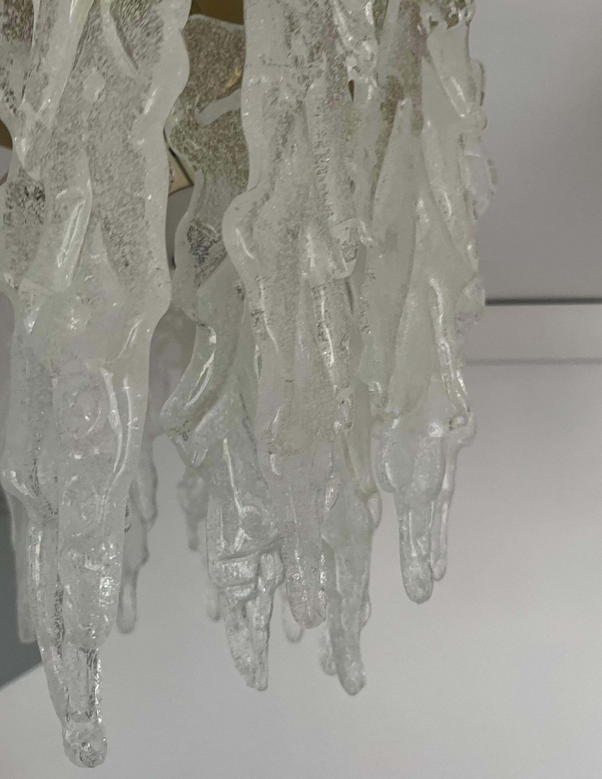 1244.0 Italian Mid Century Murano Glass Leaf Chandelier Or Flushmount, 1970s photo