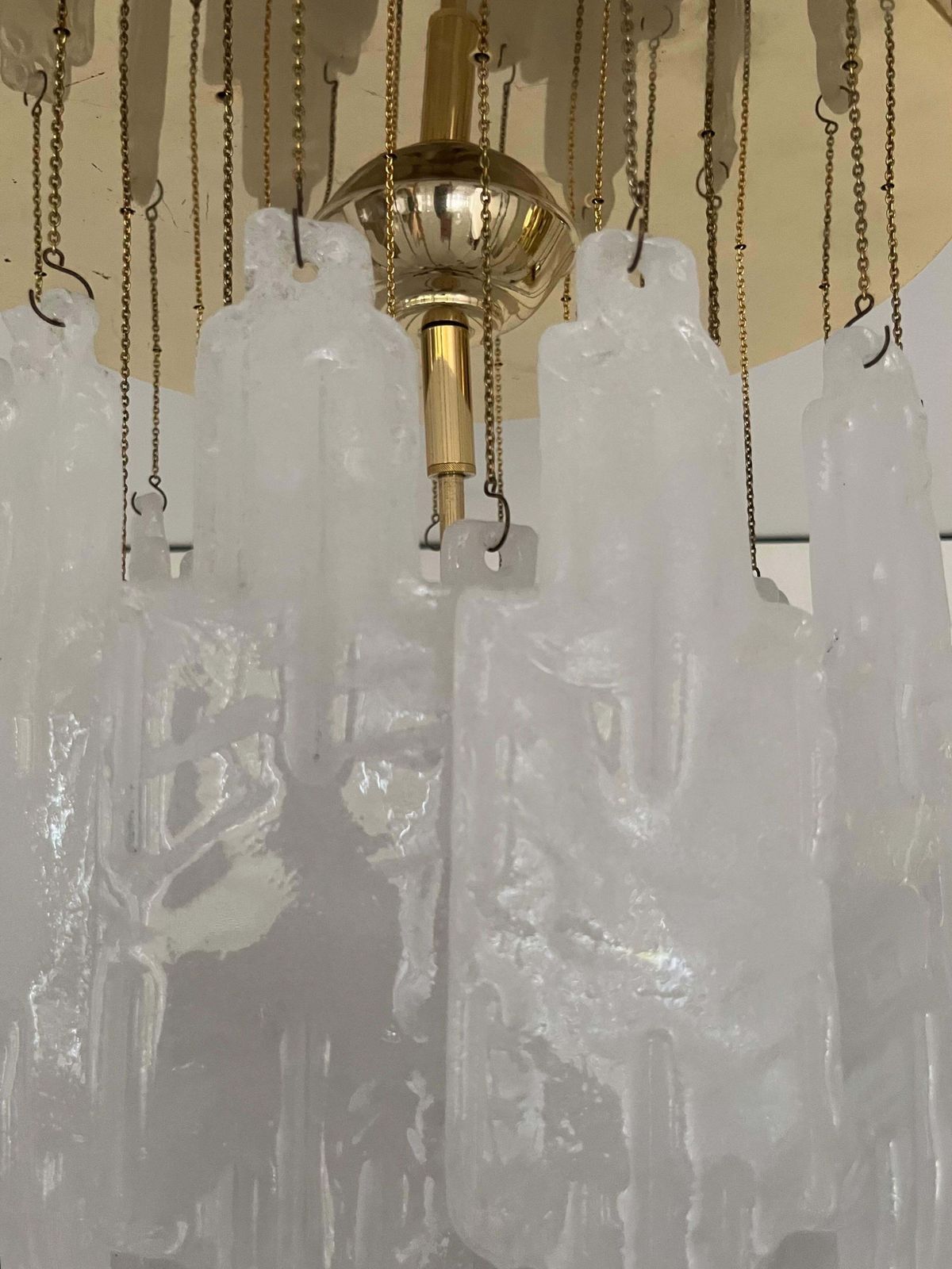 photo furniture Italian Mid Century Snow White Murano Glass Chandelier By Poliarte, 1970s
