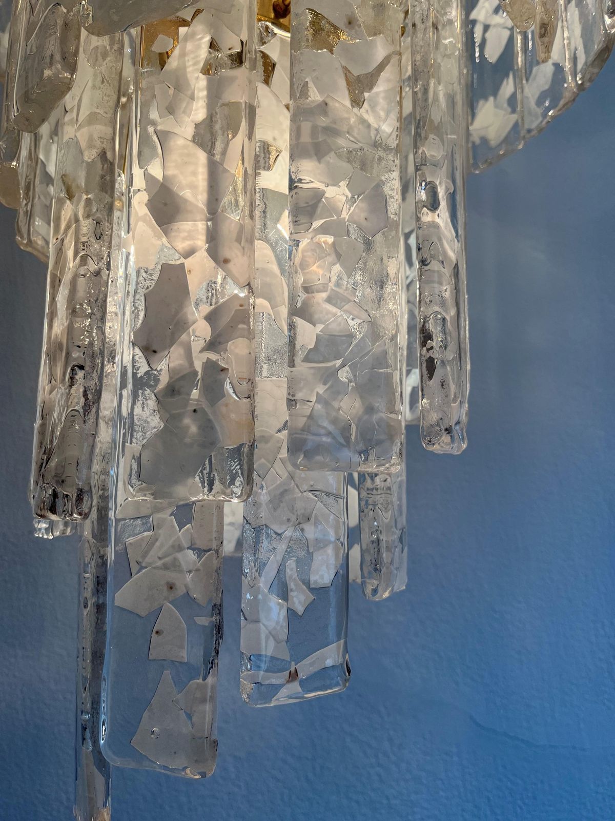 photo buy Italian Mid Century "Terrazzo" White Murano Glass Spiral Chandelier, 1980s