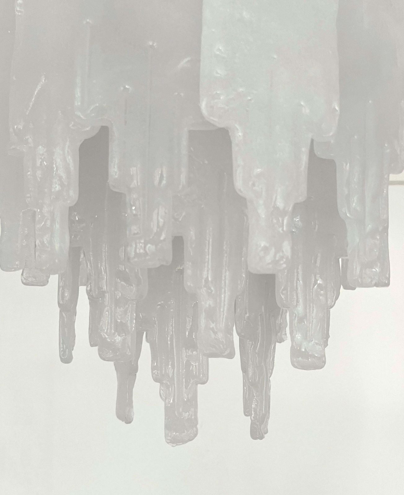 Lighting Italian Mid Century Snow White Murano Glass Chandelier By Poliarte, 1970s photo