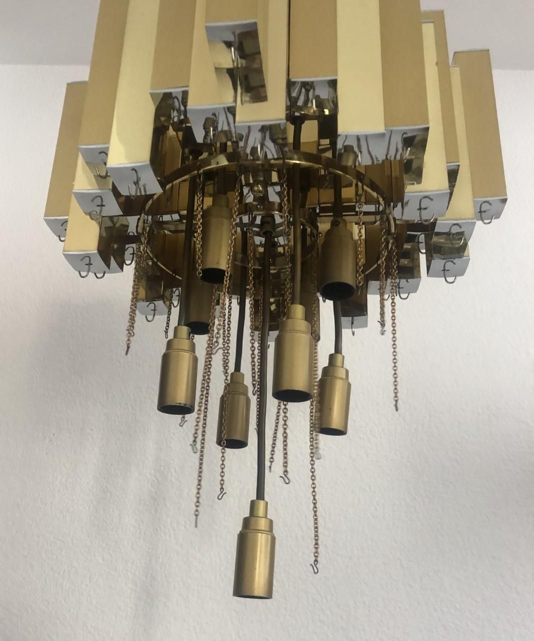 5678.0 Teardrop Tear Drop Brass Long Chandelier By Bd Lumica, Barcelona, 1970s photo