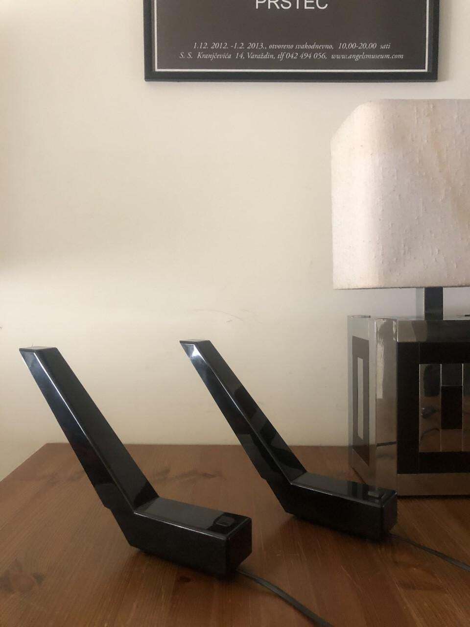 photo vintage Pair Of "Delamp" Dutch Black Lamps By Rob Wermenbol For Indoor, 1980s
