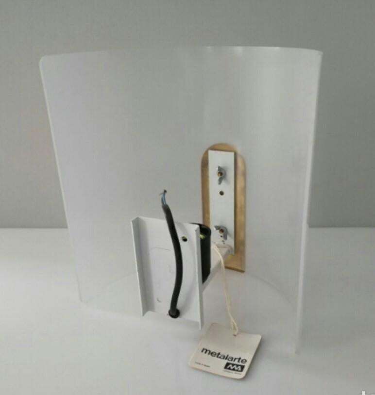 Pair Of Postmodern Lucite Brass Wall Lights By Metalarte, 1980s photo vintage