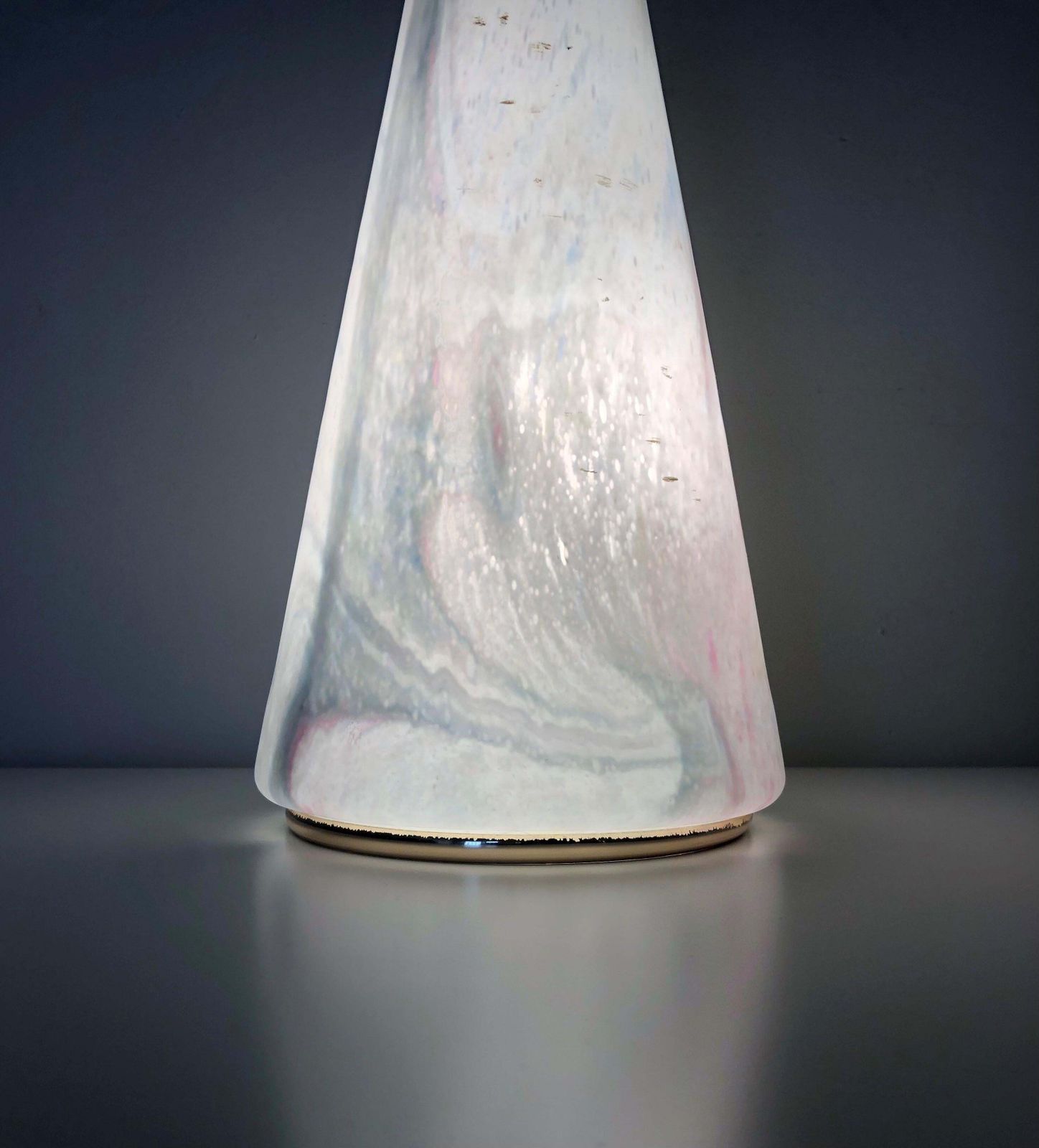 Italian Postmodern Pair Of  Murano Glass Cone Table Lamps, 1980s photo vintage