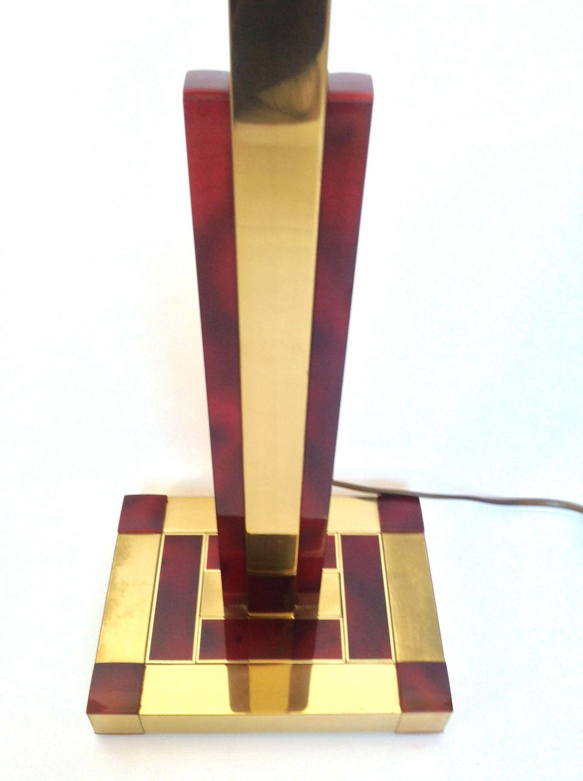 Brass And Tortoiseshell Table Lamp By Willy Rizzo For Lumica, 1970s photo for sale