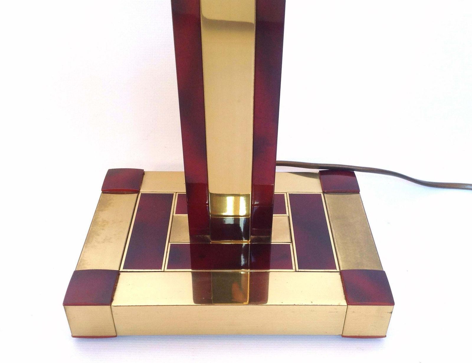Brass And Tortoiseshell Table Lamp By Willy Rizzo For Lumica, 1970s photo vintage