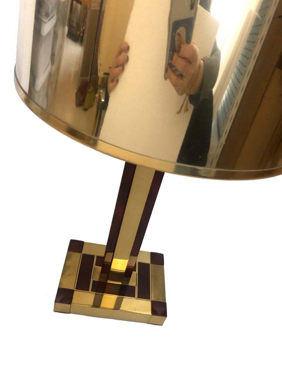 photo furniture Brass And Tortoiseshell Table Lamp By Willy Rizzo For Lumica, 1970s