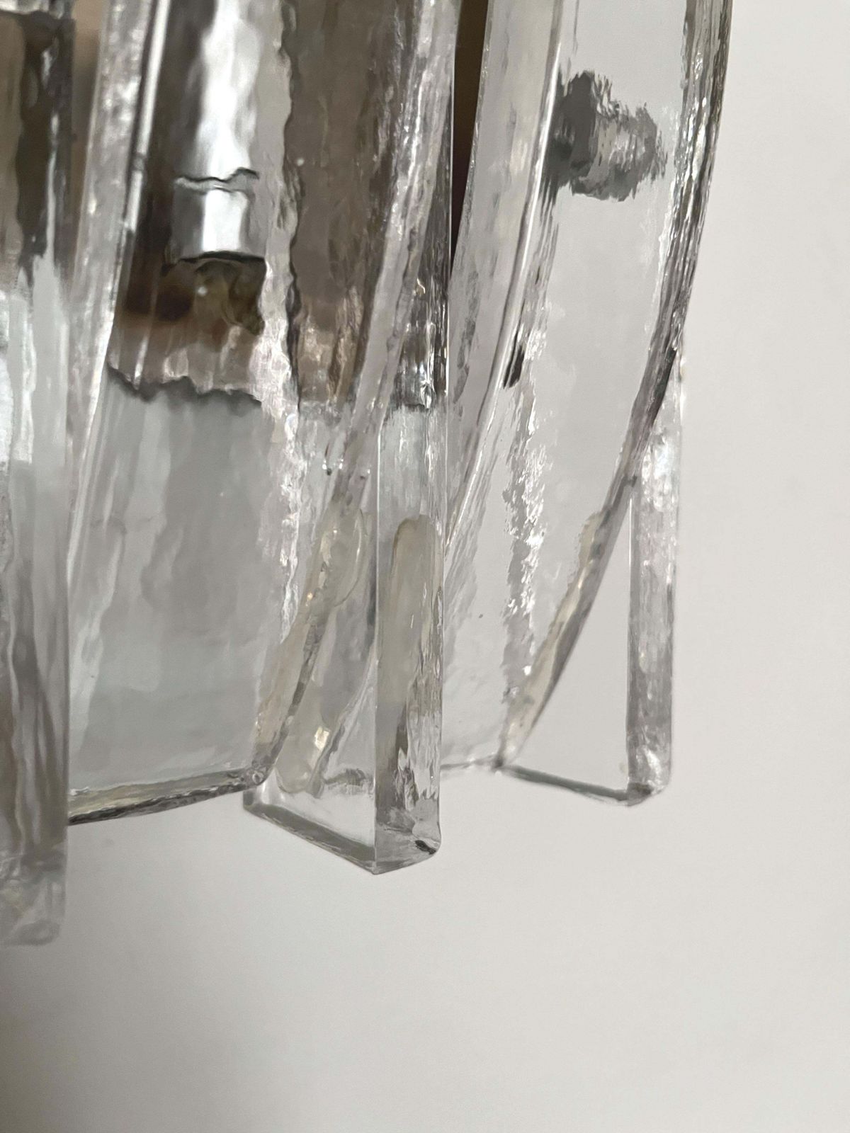 1299.0 Italian Midcentury Pair Of Clear Murano Wall Sconces By Poliarte, 1970s photo