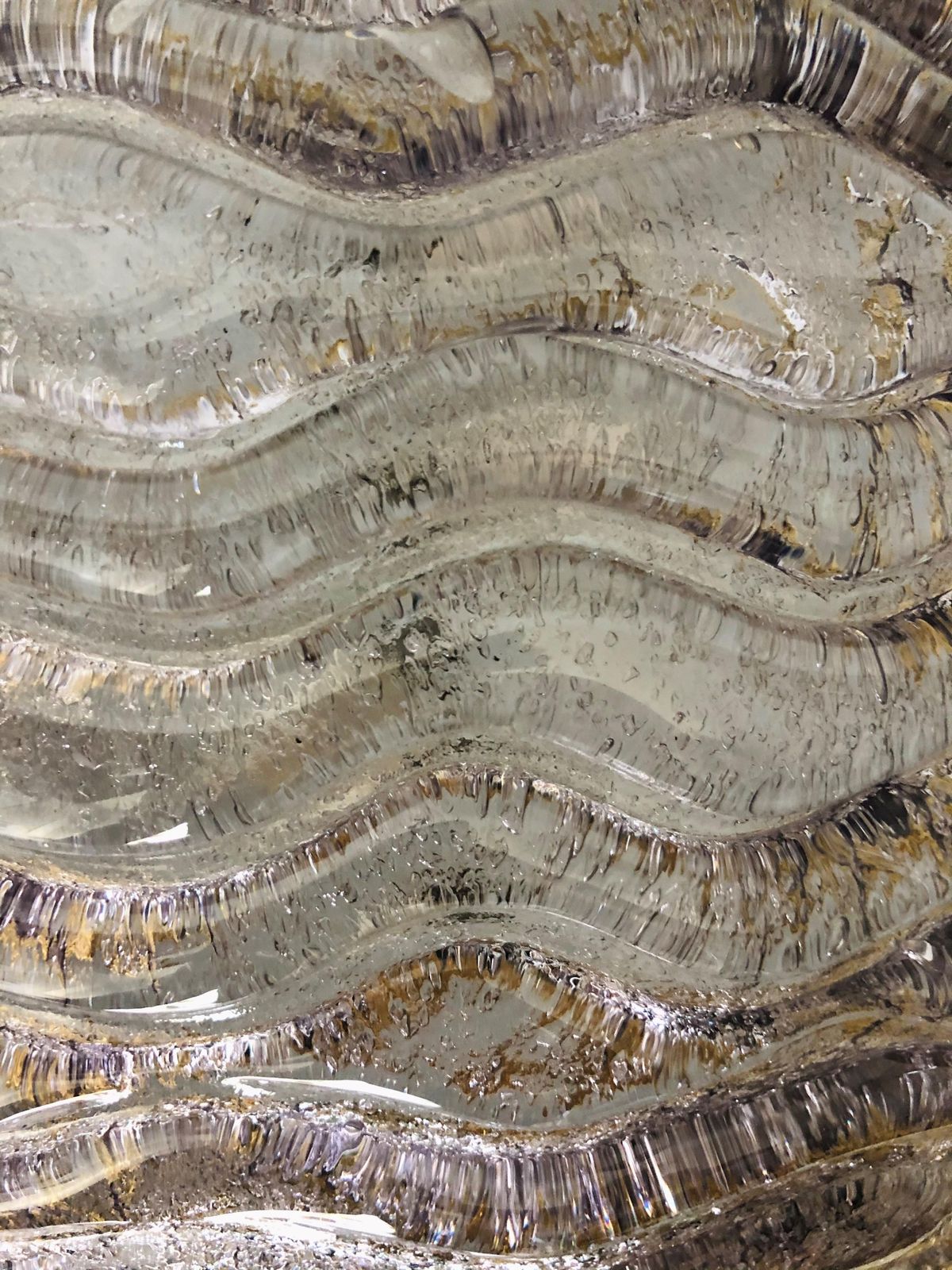 Italian Large Mid Century Clear Murano And Brass Wall Sconce By Mazzega, 1970s photo buy
