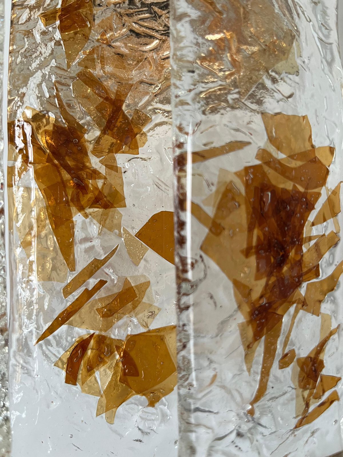 Pair Of Midcentury Italian Terrazzo Amber Murano Glass Wall Sconces, 1970s photo vintage