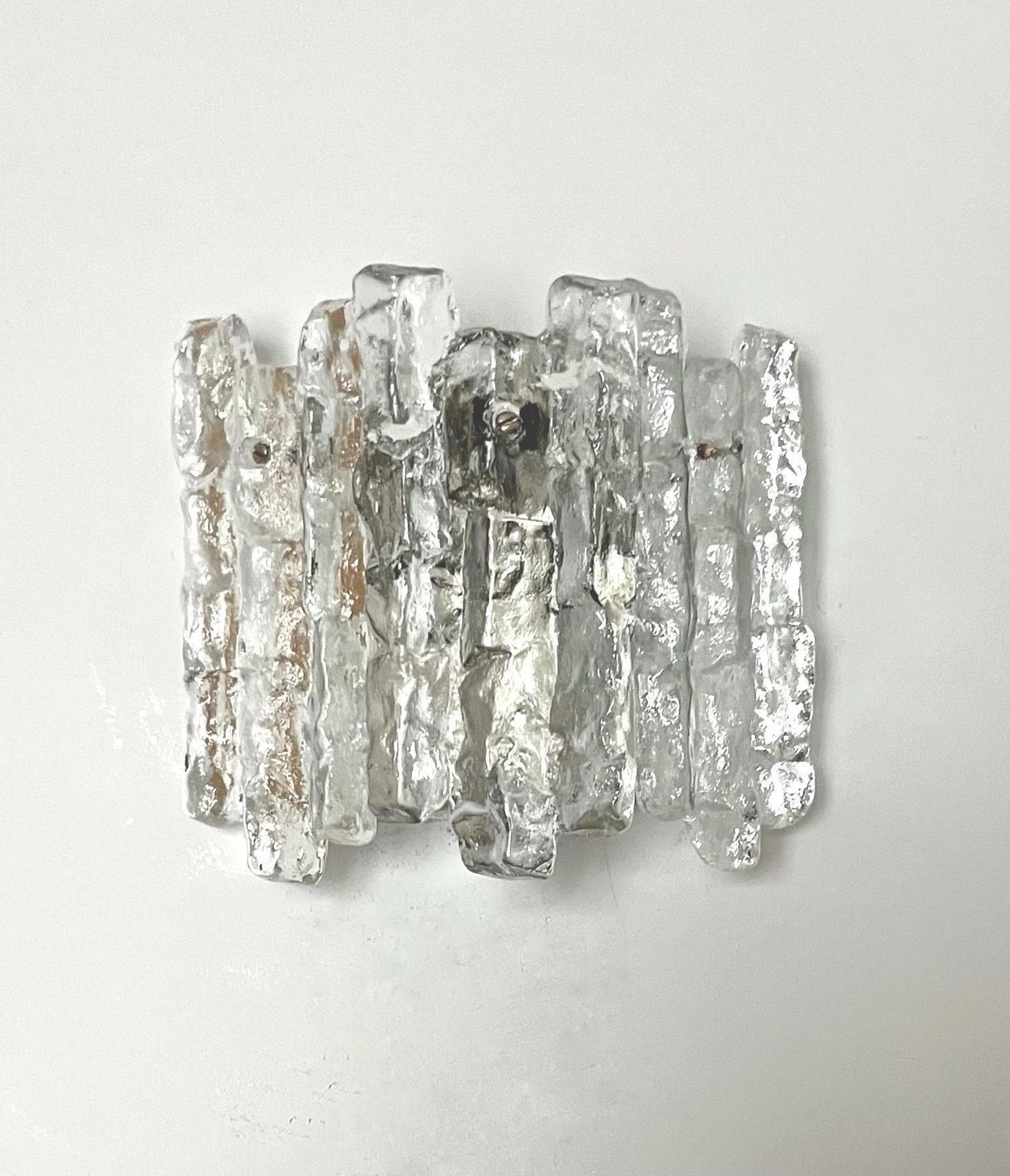 Austrian Midcentury "Sierra" Ice Glass Pair Of Wall Sconces By Kalmar, 1970s photo furniture