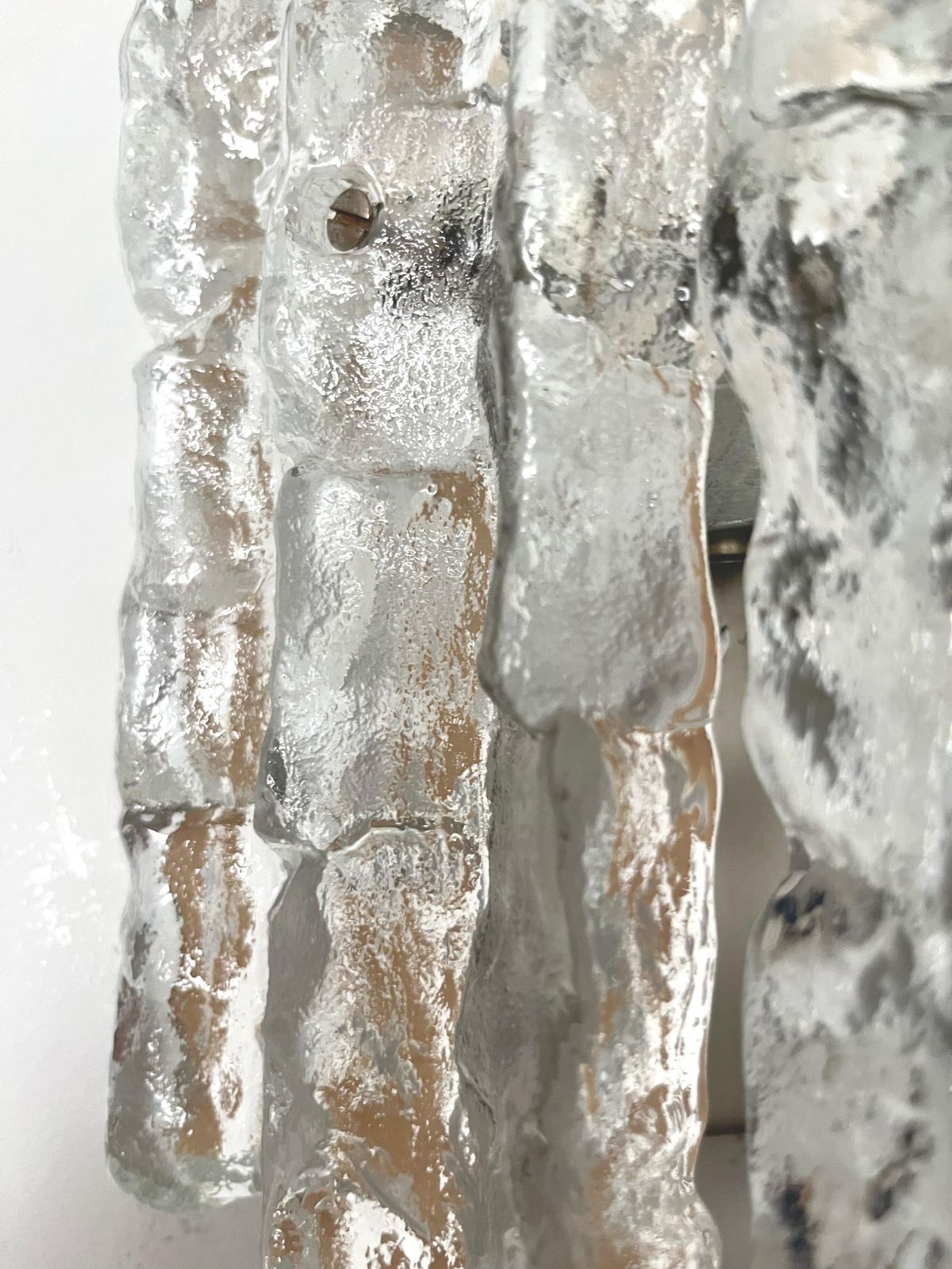 photo furniture Austrian Midcentury "Sierra" Ice Glass Pair Of Wall Sconces By Kalmar, 1970s