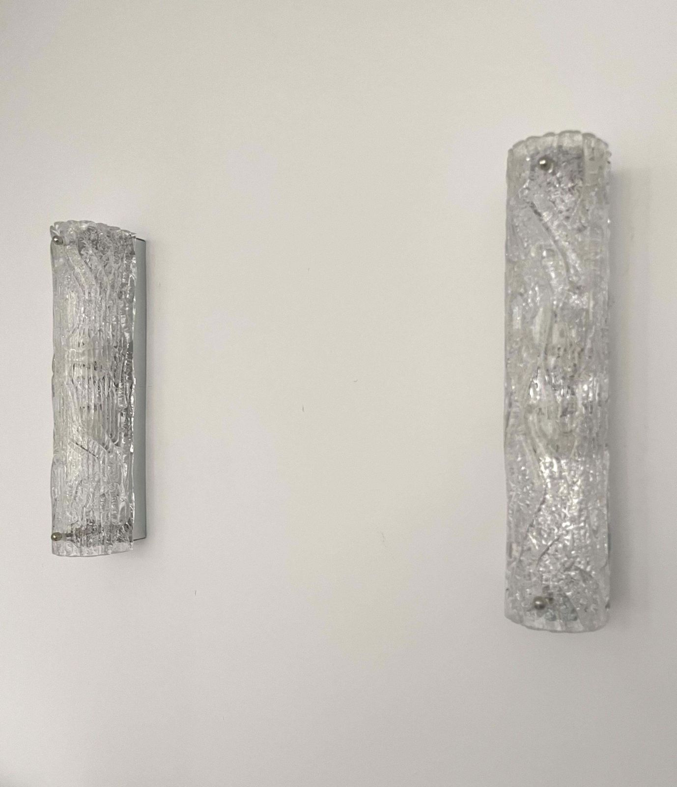 German Midcenturry Pair Of Murano Ice Glass Wall Sconces By Hillebrand, 1970s photo 2280.0