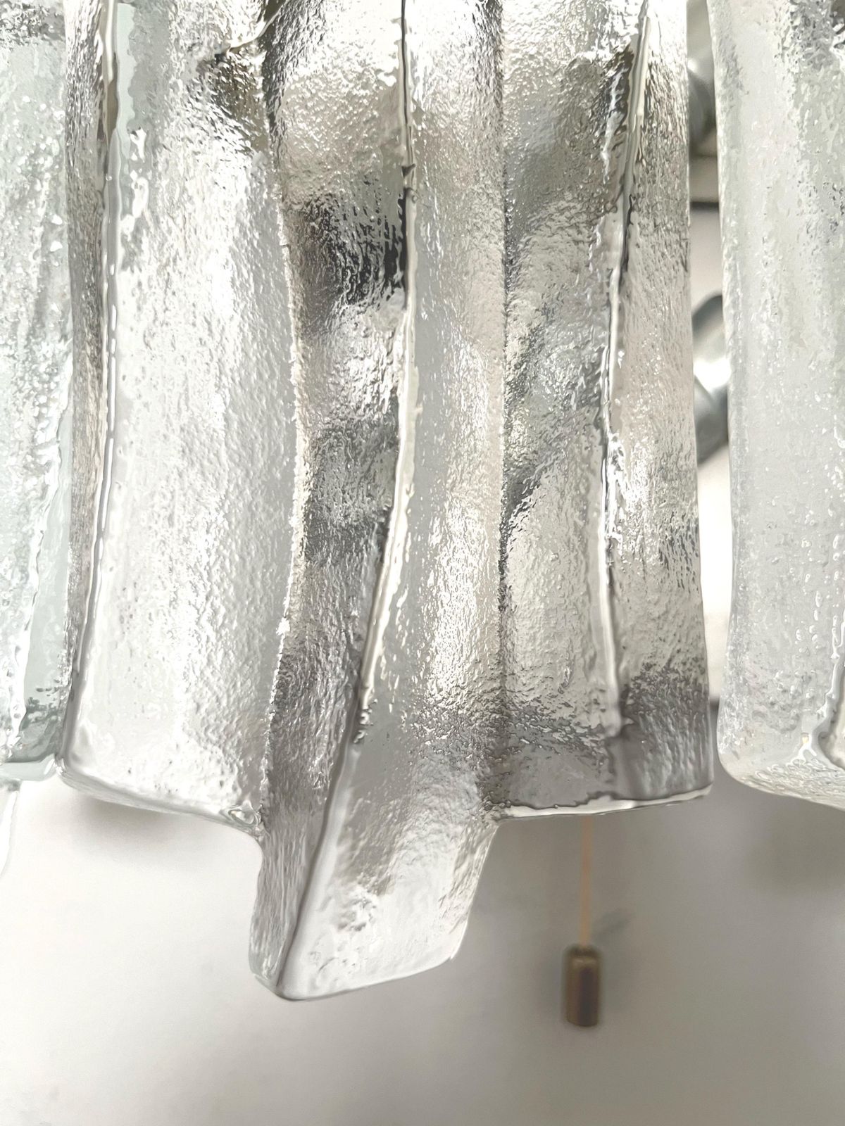 Austrian Midcentury Pair Of Ice Glass "Fuego" Wall Sconces By Kalmar, 1970s photo 3198.0