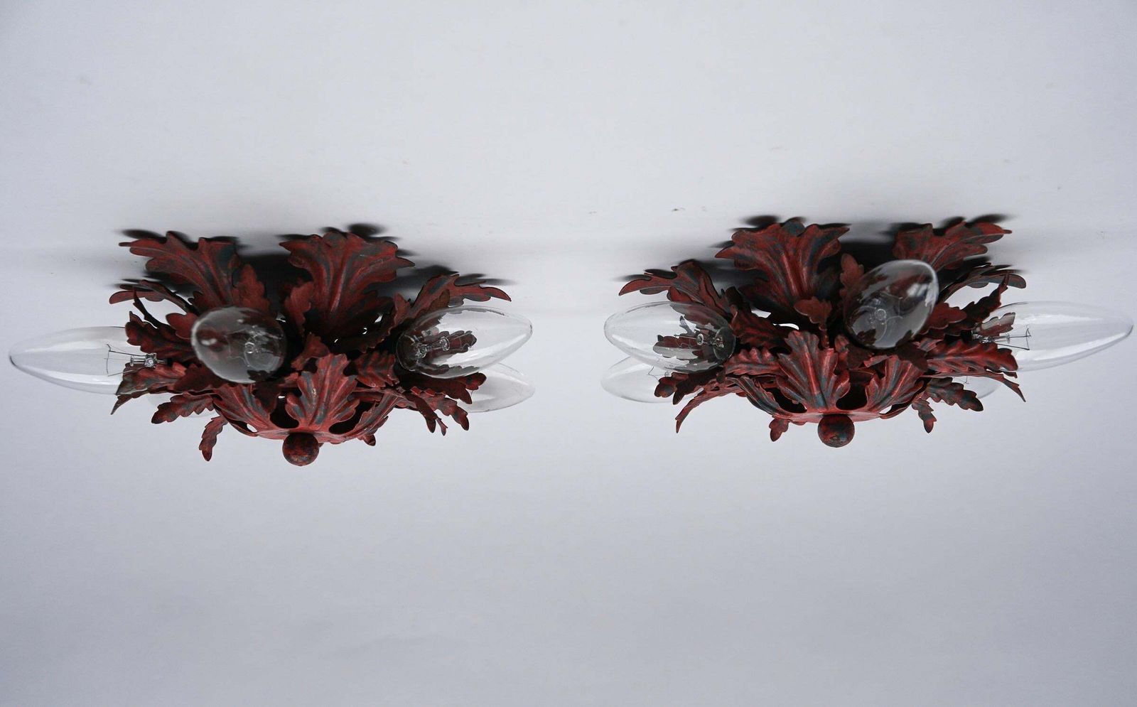 photo for sale Red Florentine Ceiling Lamp By Banci Firenze, 1960s