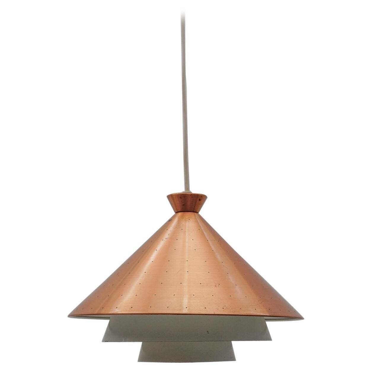 Scandinavian Perforated Copper Mid Century Modern Copper Ceiling Lamp, 1960s